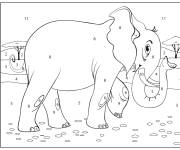 Coloriage &Eacute;l&eacute;phante adulte num&eacute;rot&eacute;e