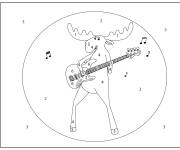 Coloriage Elk joue de la guitare basse num&eacute;rot&eacute;