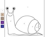 Coloriage et dessins gratuit Escargot en maternelle par num&eacute;ro à imprimer