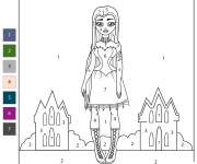 Coloriage Fille gothique par num&eacute;ro