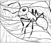 Coloriage Fourmi sur une feuille en maternelle
