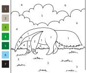 Coloriage Fourmilier stylis&eacute; par num&eacute;ro