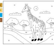 Coloriage Girafe cp et le vue de la Jungle