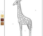 Coloriage Girafe num&eacute;rot&eacute; de 1-4
