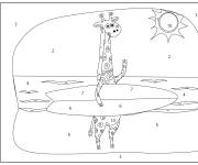 Coloriage Girafe s'amuse de la vacance d'&eacute;t&eacute;