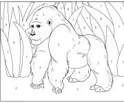 Coloriage Gorille adulte dans la foret par num&eacute;ro