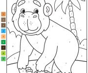 Coloriage Gorille style dessin anim&eacute; cp par num&eacute;ro