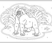Coloriage Gorille surpris par num&eacute;ro