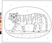 Coloriage Grand tigre par num&eacute;ro de 1-7