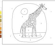 Coloriage grande girafe num&eacute;rot&eacute; de 1-8