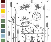 Coloriage Grenouille en abstrait par num&eacute;ro