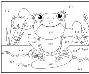 Coloriage Grenouille en addition par num&eacute;ro