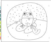 Coloriage Grenouille num&eacute;rot&eacute; de 1-10 style cartoon