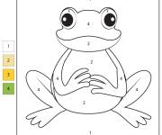 Coloriage Grenouille num&eacute;rot&eacute; de 1-4