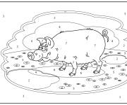 Coloriage Gros cochon style cartoon en couleur