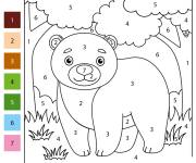 Coloriage Gros ours dans la foret style cartoon