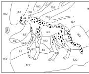 Coloriage Gu&eacute;pard en division par num&eacute;ro