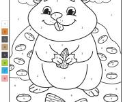 Coloriage Hamster sous les nuages num&eacute;rot&eacute;