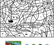 Coloriage H&eacute;risson avec deux pommes par num&eacute;ro