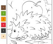 Coloriage H&eacute;risson num&eacute;rot&eacute;