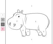Coloriage et dessins gratuit Hippopotame num&eacute;rot&eacute; de 1-4 à imprimer