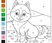 Coloriage Husky chiot aimable par num&eacute;ro