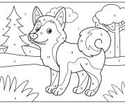 Coloriage Husky kawaii cp num&eacute;rot&eacute;