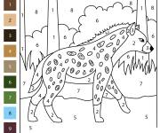 Coloriage Hy&egrave;ne dans la foret par num&eacute;ro