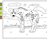 Coloriage Hy&egrave;ne timide de la jungle par num&eacute;ro