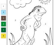 Coloriage Iguane debout par num&eacute;ro