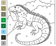 Coloriage Iguane d&eacute;taill&eacute; par num&eacute;ro
