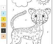 Coloriage Jaguar dans la nature par num&eacute;ro