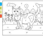 Coloriage Joli chat de ferme au crayon par num&eacute;ro