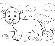 Coloriage Joli Puma pour enfants par num&eacute;ro