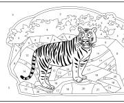 Coloriage Joli tigre surpris par num&eacute;ro