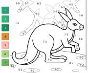 Coloriage Kangourou en soustraction num&eacute;rot&eacute;