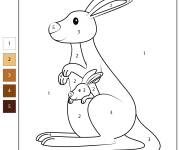 Coloriage Kangourou facile par num&eacute;ro