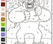 Coloriage King Kong exprimant sa force par num&eacute;ro
