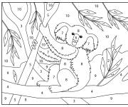 Coloriage Koala adulte r&eacute;aliste cp par num&eacute;ro
