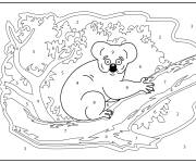 Coloriage Koala amusant sur l'arbre par num&eacute;ro