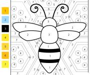 Coloriage L'abeille et ses cellules par num&eacute;ro