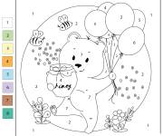 Coloriage L'anniversaire de l'ours avec du miel cp