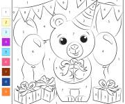Coloriage L'anniversaire de l'ourson par num&eacute;ro