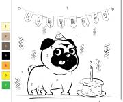 Coloriage L'anniversaire du chiot facile num&eacute;rot&eacute;