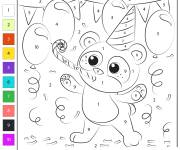 Coloriage L'anniversaire du panda par num&eacute;ro