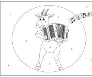 Coloriage La ch&egrave;vre joue de l'accord&eacute;on num&eacute;rot&eacute;