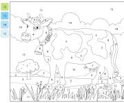Coloriage La vache qui rit num&eacute;rot&eacute;e