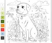 Coloriage Labrador noir assis par num&eacute;ro
