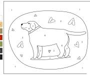 Coloriage Labrador noir avec des coeurs d'amour