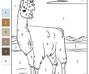Coloriage Lama par num&eacute;ro